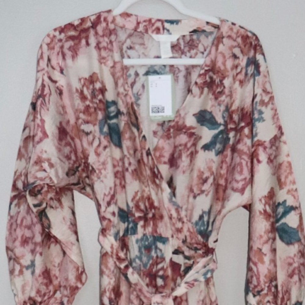 H & M Floral Boho Maxi Wrap dress Size S